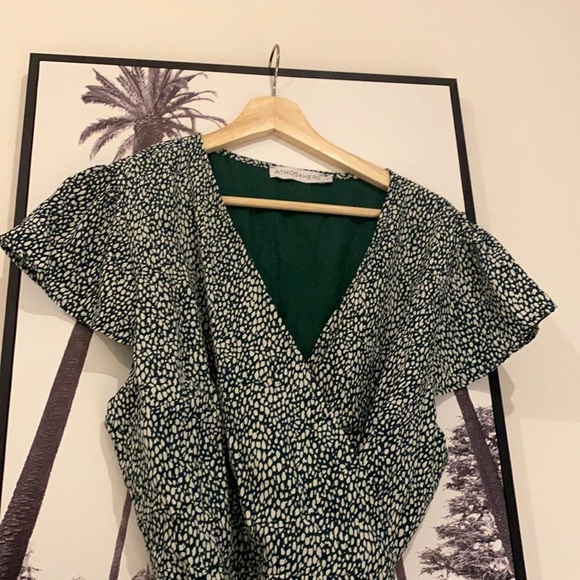 Green patterned Atmos & Here size 20 wrap dress NWOT - Picture 2 of 9